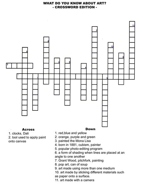 type of artist or game crossword